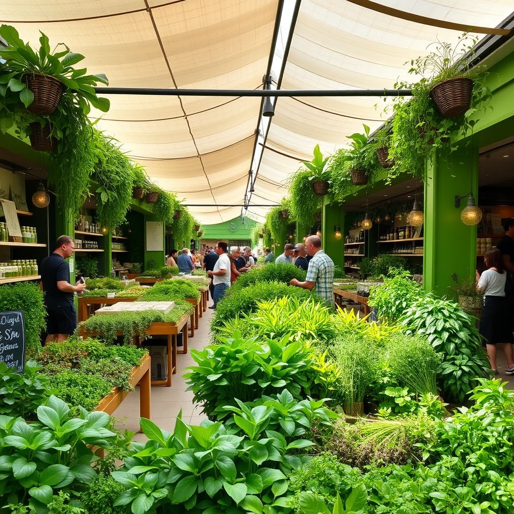 สีเขียวสดใสในตลาดสปา